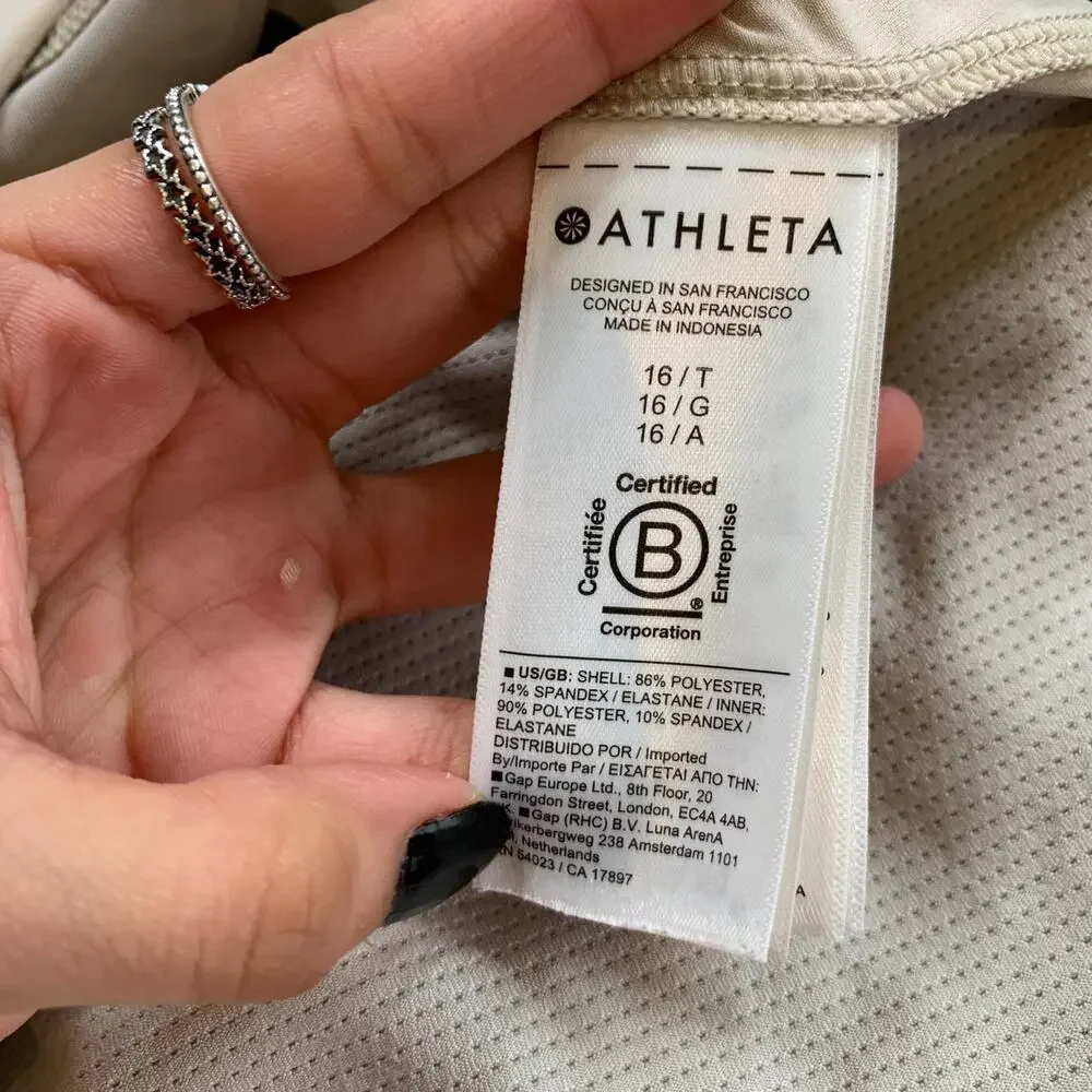 Athleta Skort Womens 16 Beige Soho Built In Mesh Shorts Performance Zip Pockets